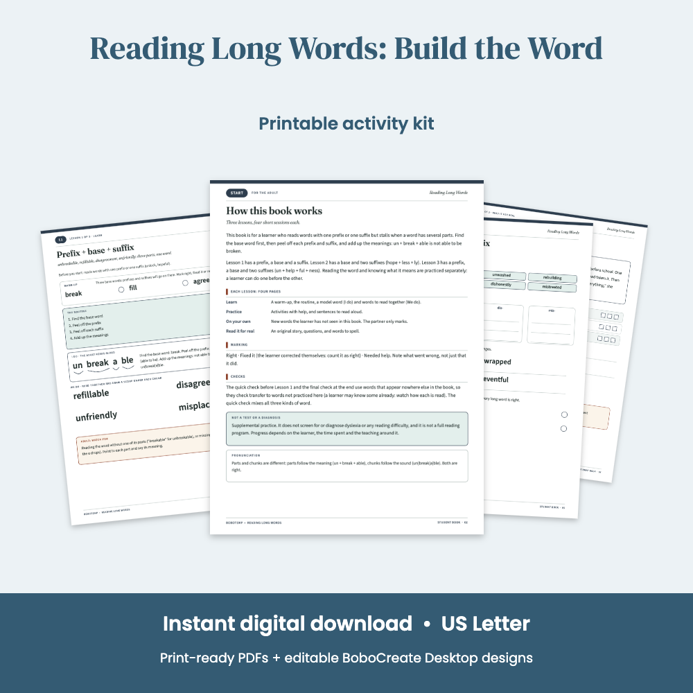 Free Prefix and Suffix Lesson: Words With Three Parts (Printable)